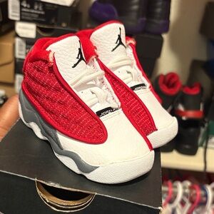Jordan 13 Retro TD Red and White Sneakers